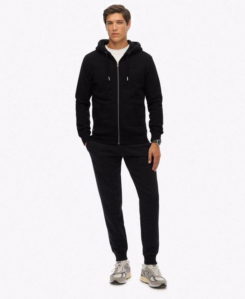 Hoodie met ritssluiting en vintage logo, geborduurd