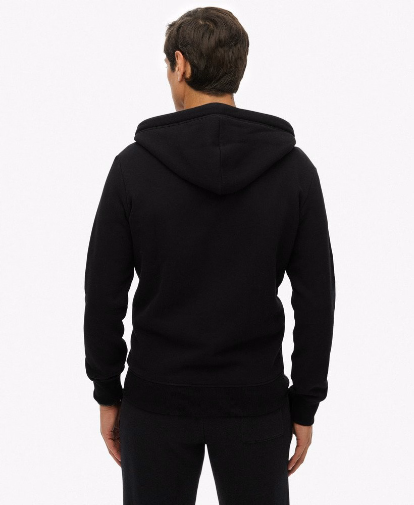 Hoodie met ritssluiting en vintage logo, geborduurd