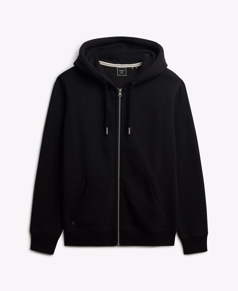 Hoodie met ritssluiting en vintage logo, geborduurd