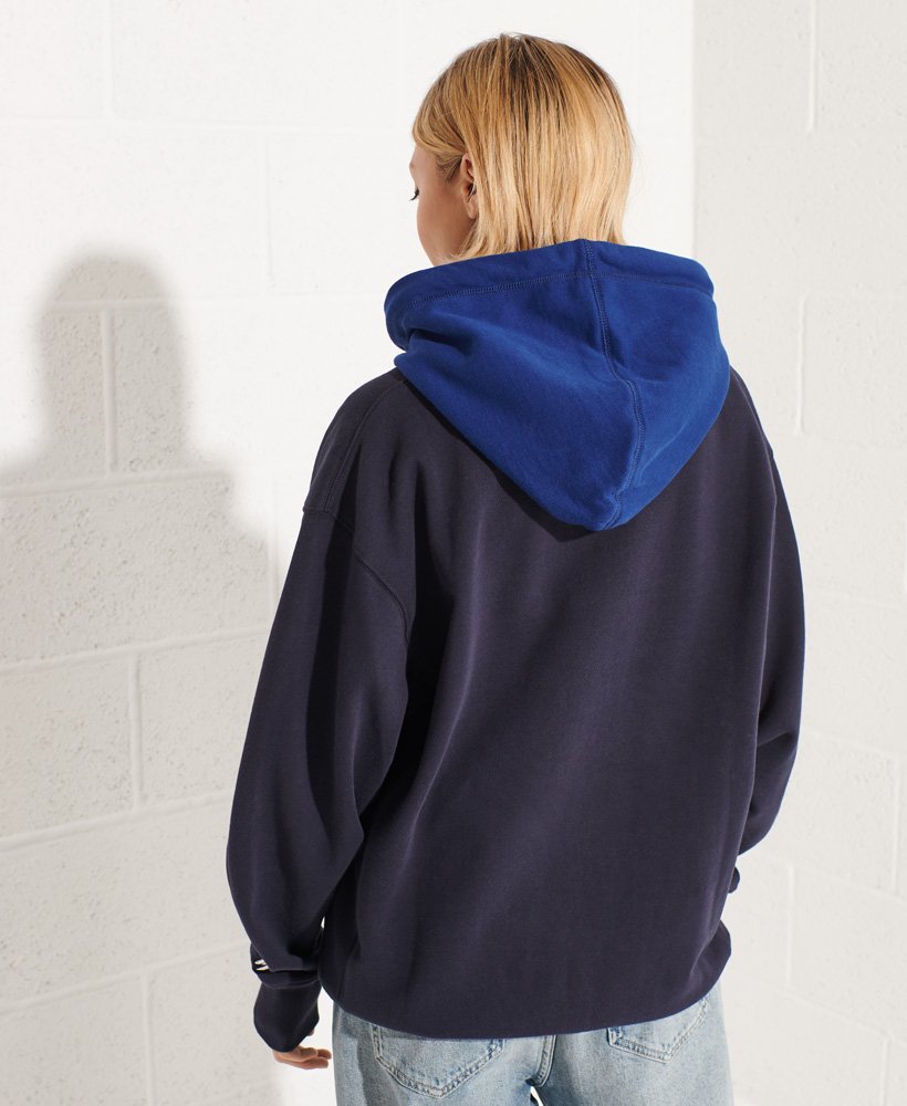 varsity arch oversized hoodie in diepblauw