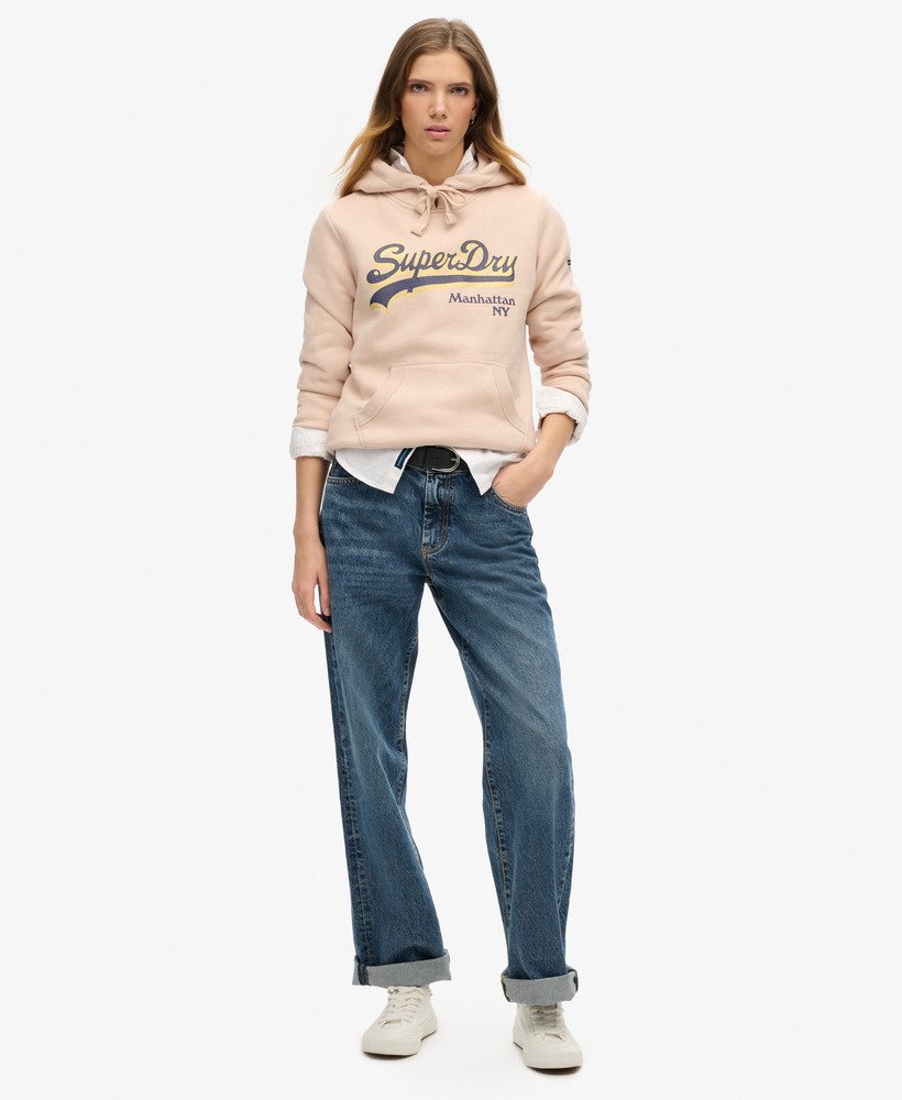 hoodie met grafisch logo en glitters in rose dust.