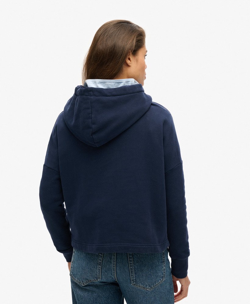 hoodie met regenbooglogo in nautisch marineblauw.