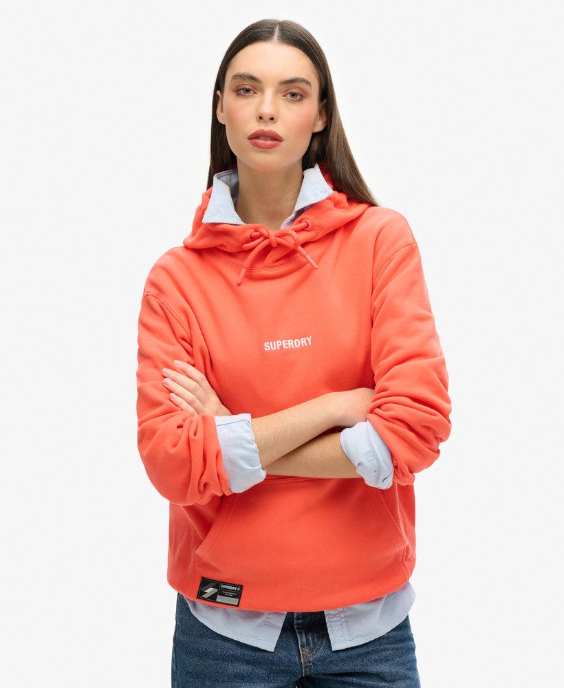 unisex hoodie met micrologo in hyper fire coral