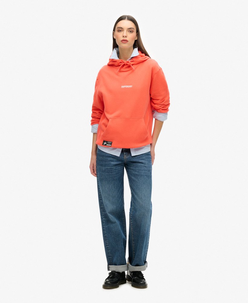 unisex hoodie met micrologo in hyper fire coral