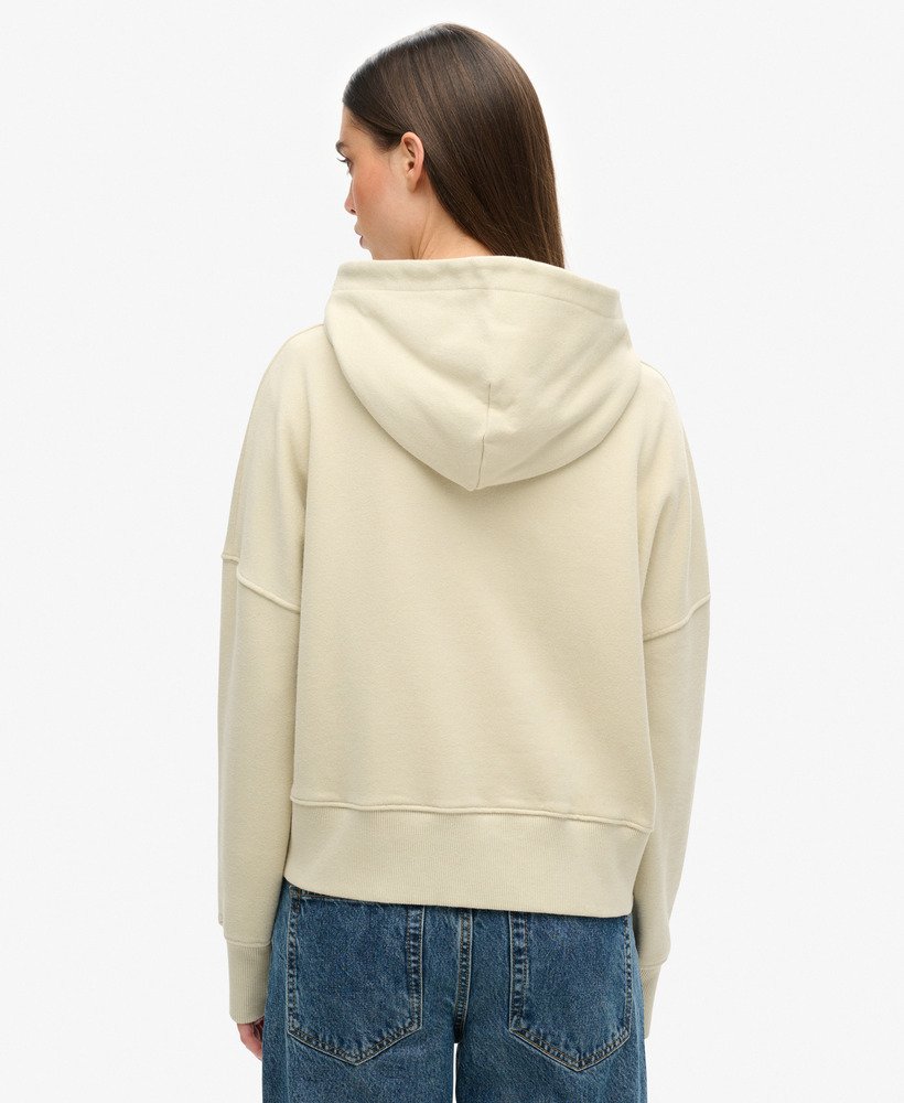 core sport crop box hoodie in pelican beige