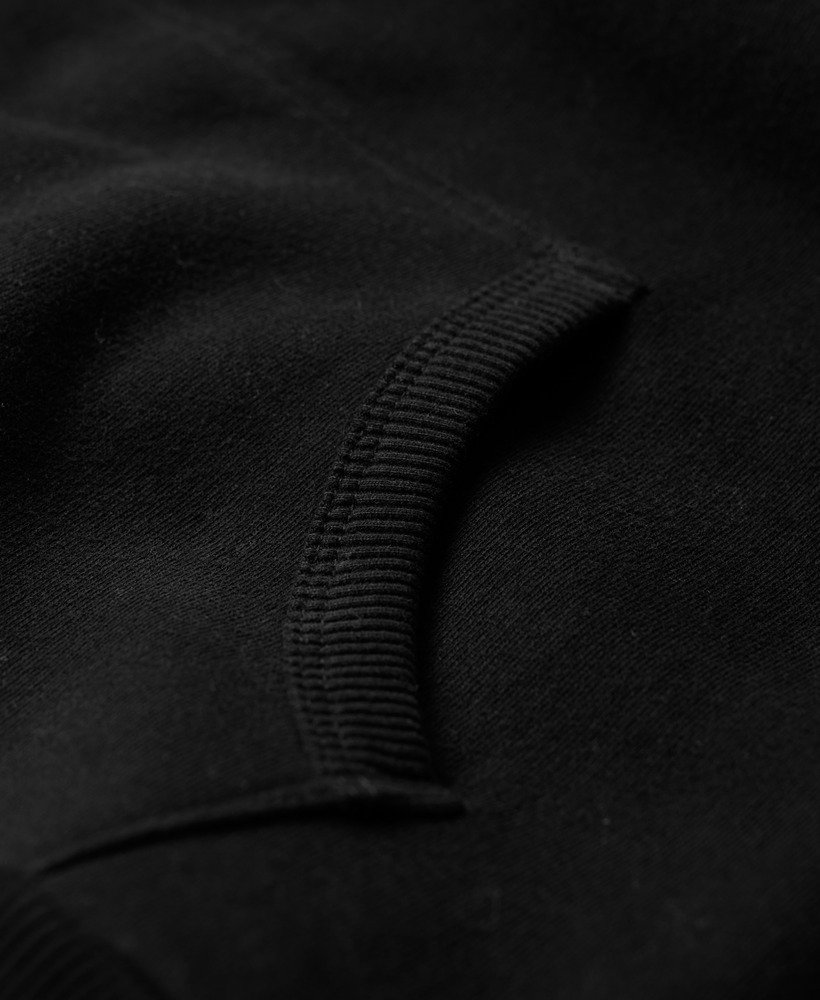 hoodie met vintage logo en versieringen in zwart.