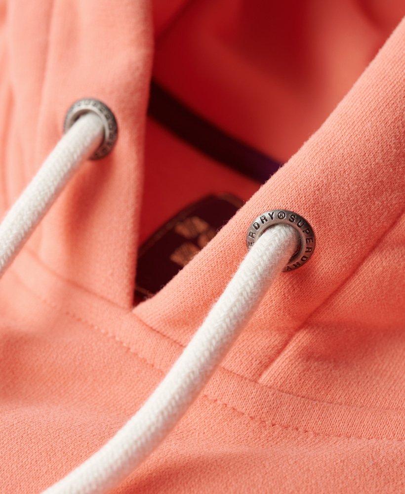 hoodie met vintage logo en versieringen in fusion coral