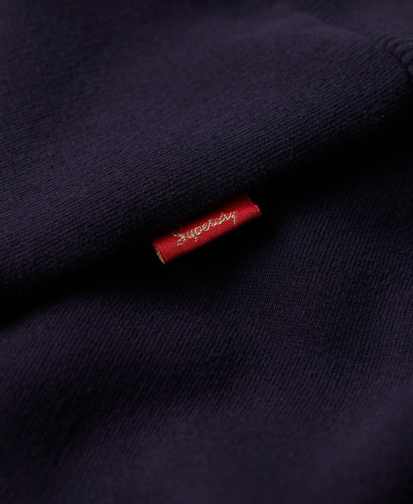 metallic core logo hoodie in rinse navy