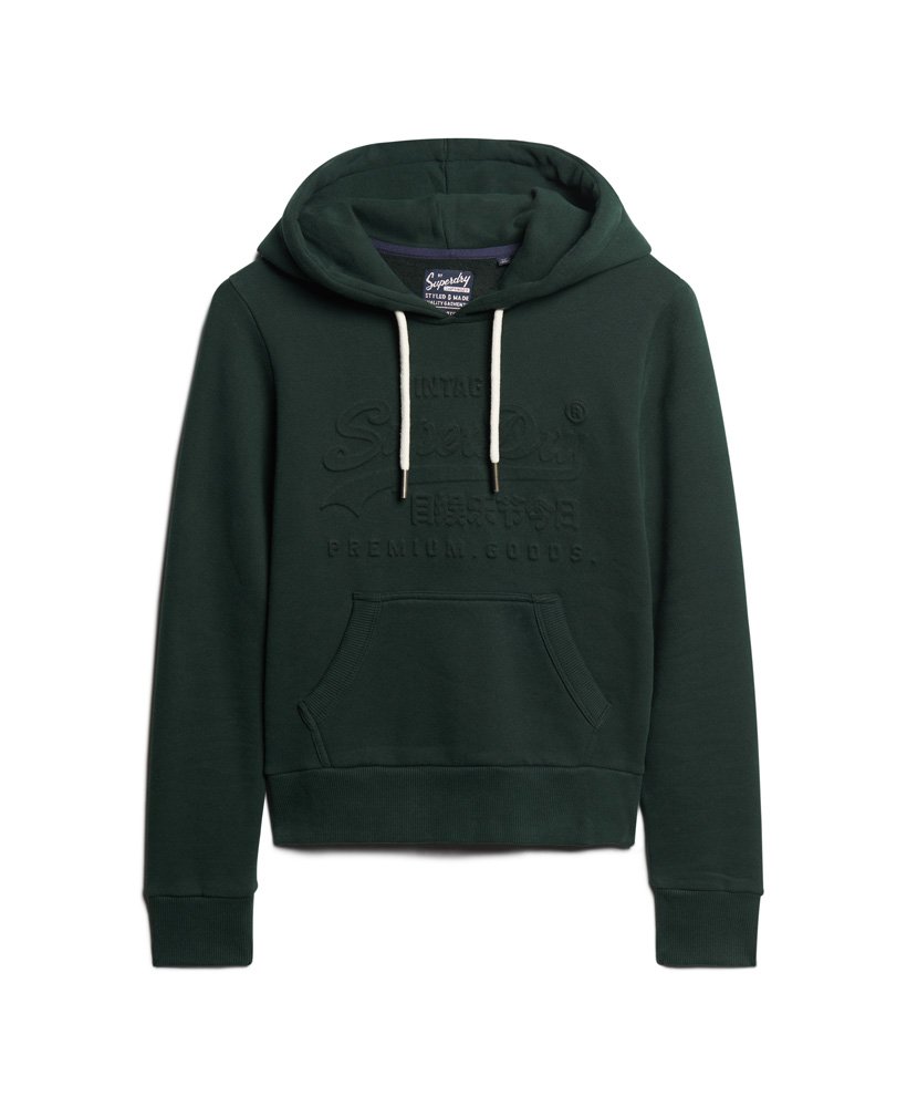 hoodie met reliëf vintage logo in donkergroen academy dark green