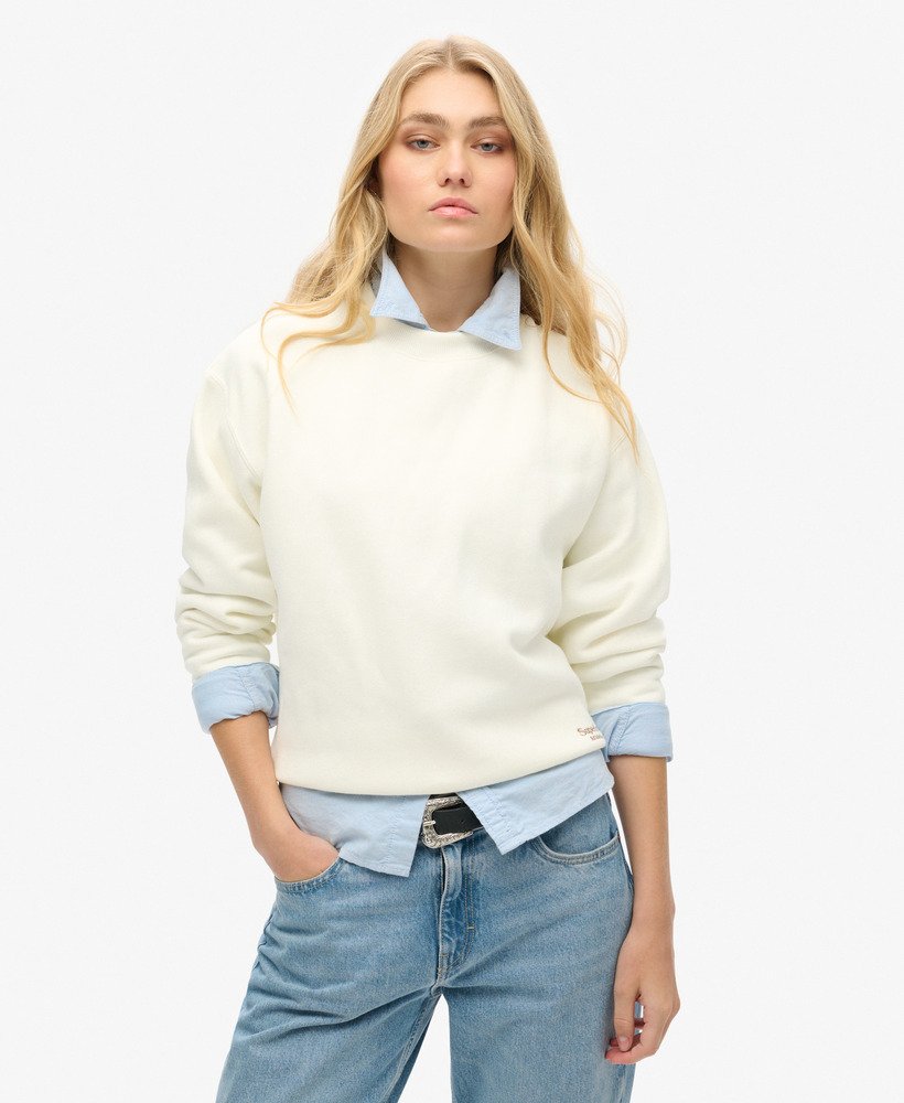 essential logo relaxed fit sweatshirt in off white