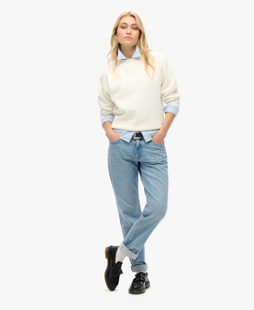 essential logo relaxed fit sweatshirt in off white