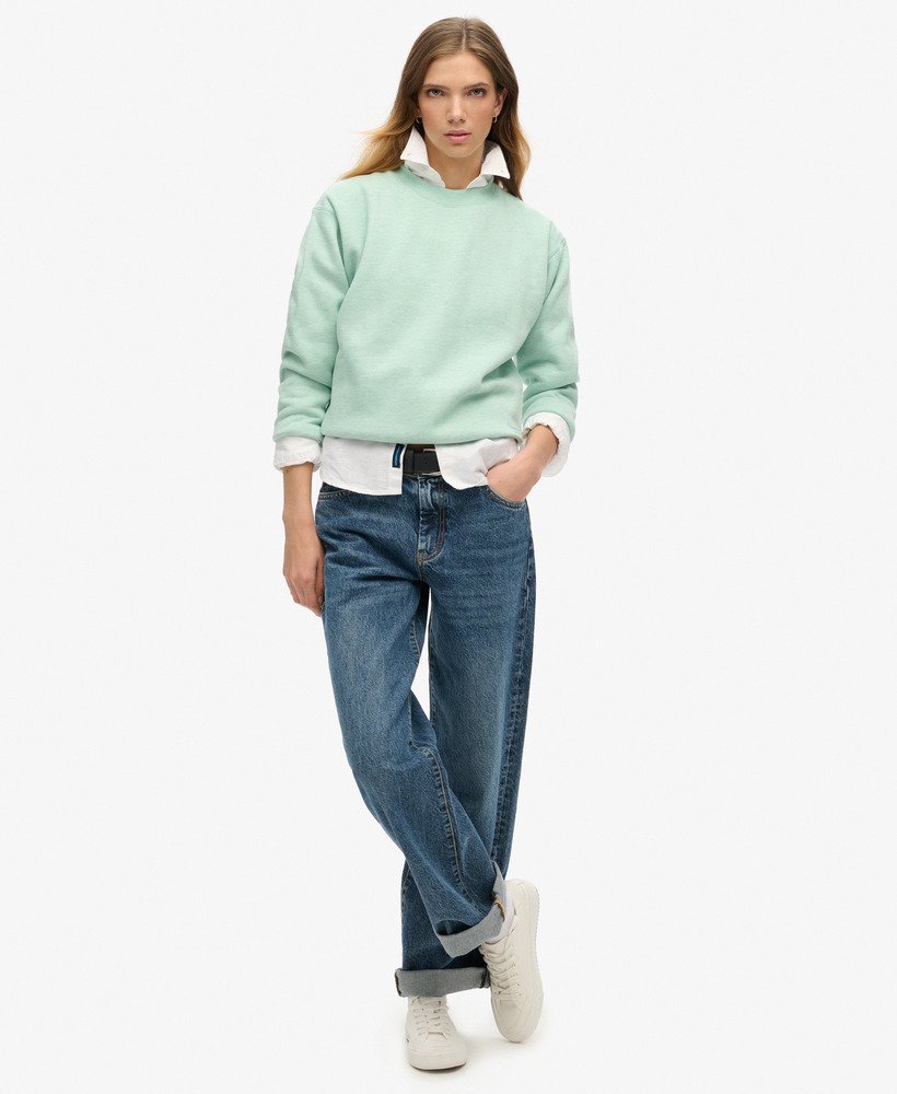 essential logo relaxed fit sweatshirt in mint green marl