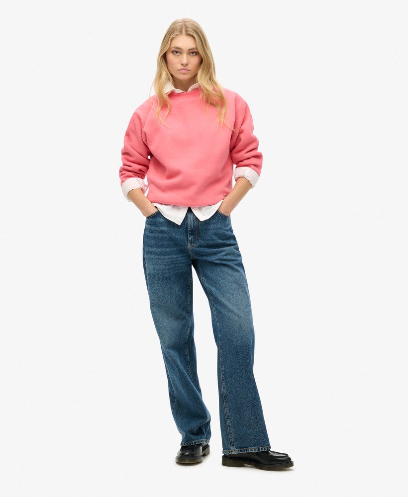 sweatshirt met essential-logo en relaxte pasvorm in campingroze.