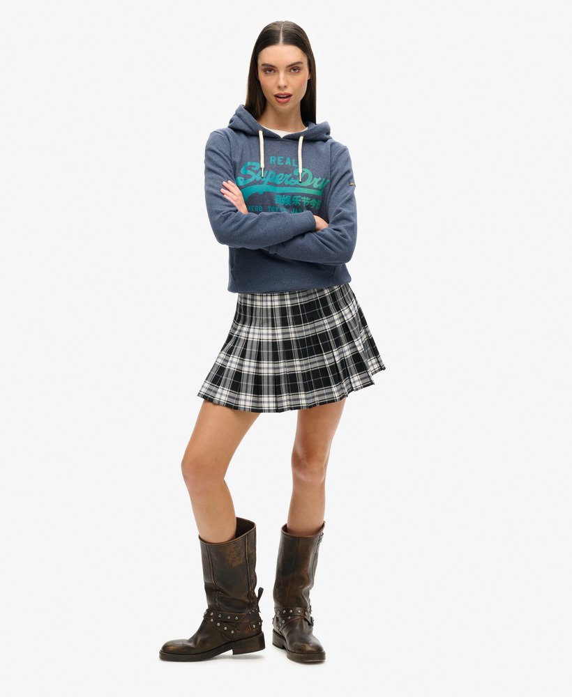 hoodie met vintage logo in tonale kleurstelling in indigo marl.