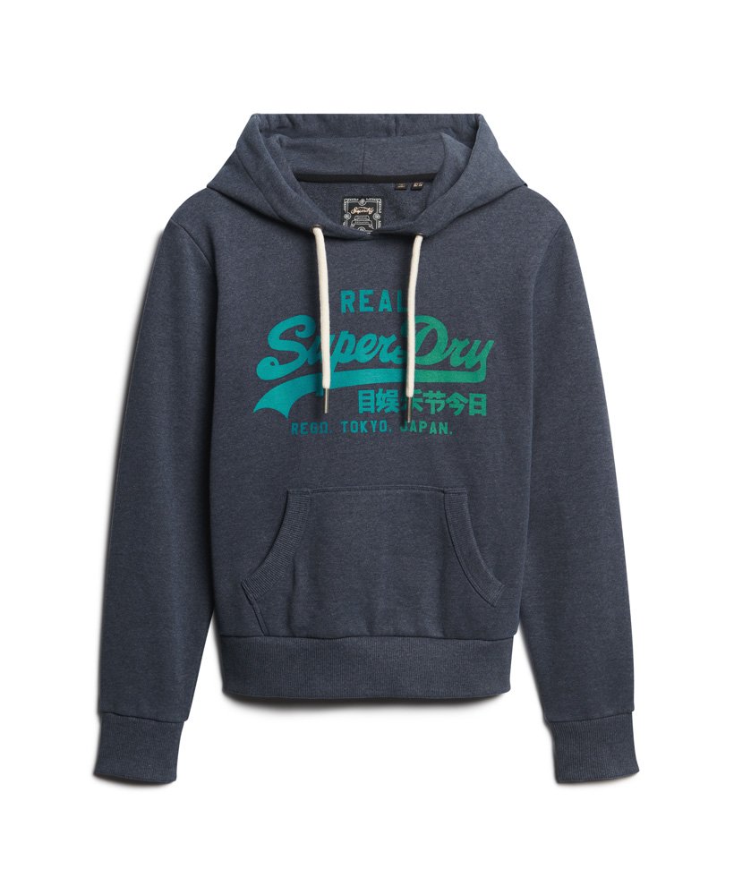 hoodie met vintage logo in tonale kleurstelling in indigo marl.