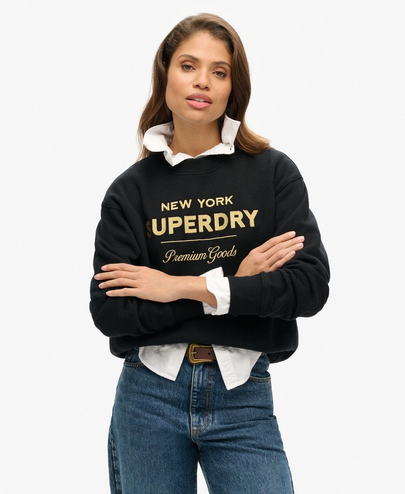 luxe metallic logo sweatshirt in zwart