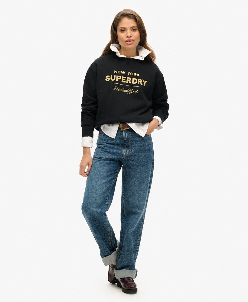luxe metallic logo sweatshirt in zwart