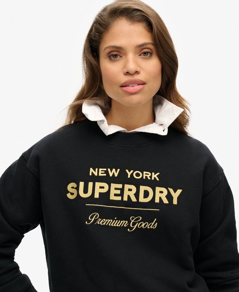 luxe metallic logo sweatshirt in zwart