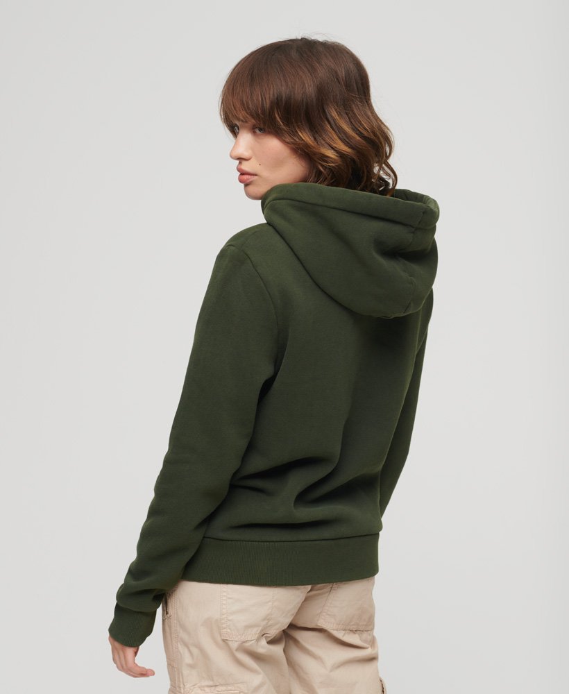 hoodie met archiefscript-print in olijfgroen verkrijgbaar bij surplus goods.