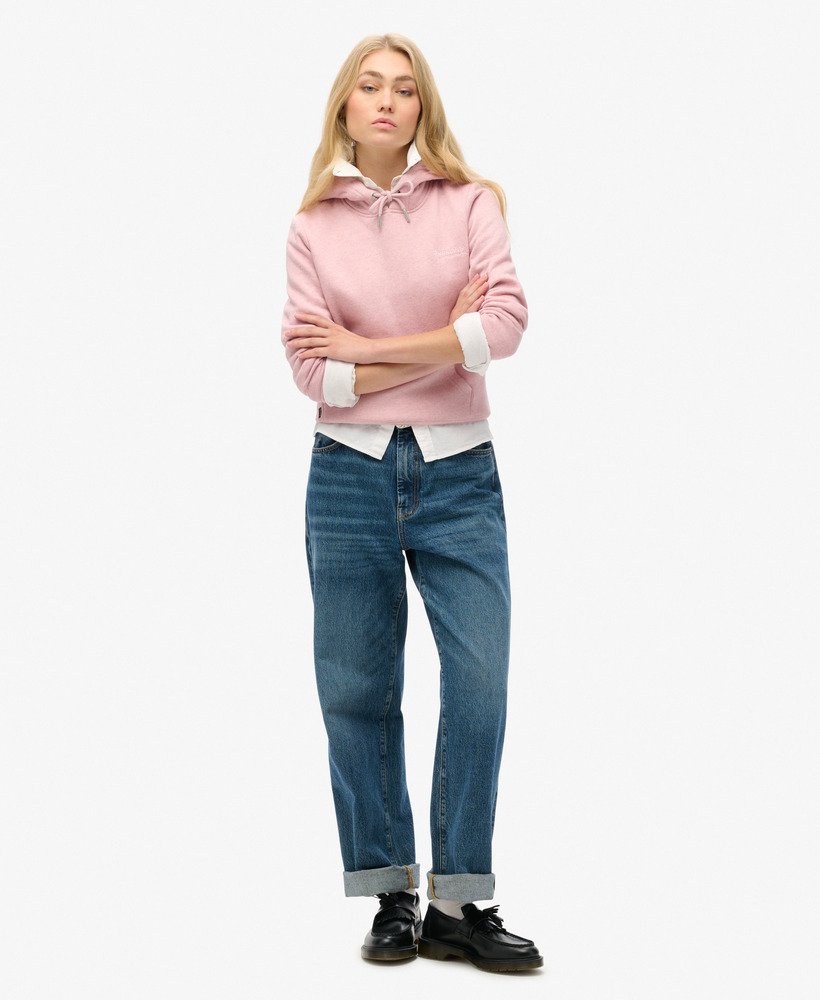 essential logo hoodie in la soft pink marl