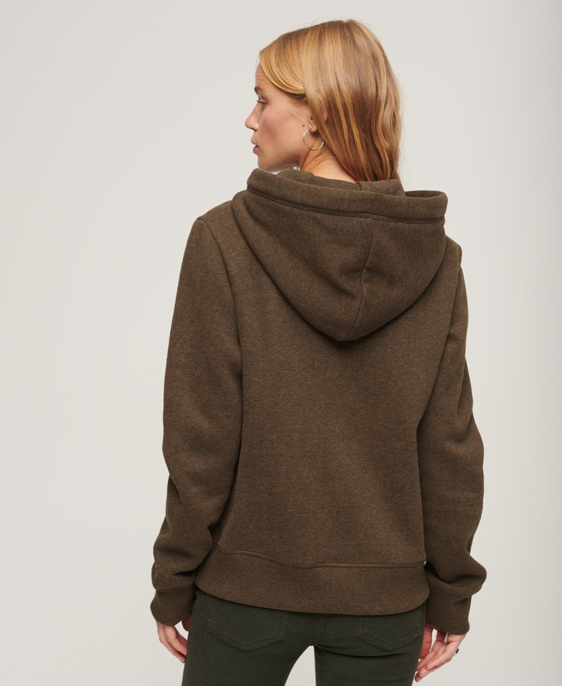 essential logo hoodie in donkerbruin gemêleerd