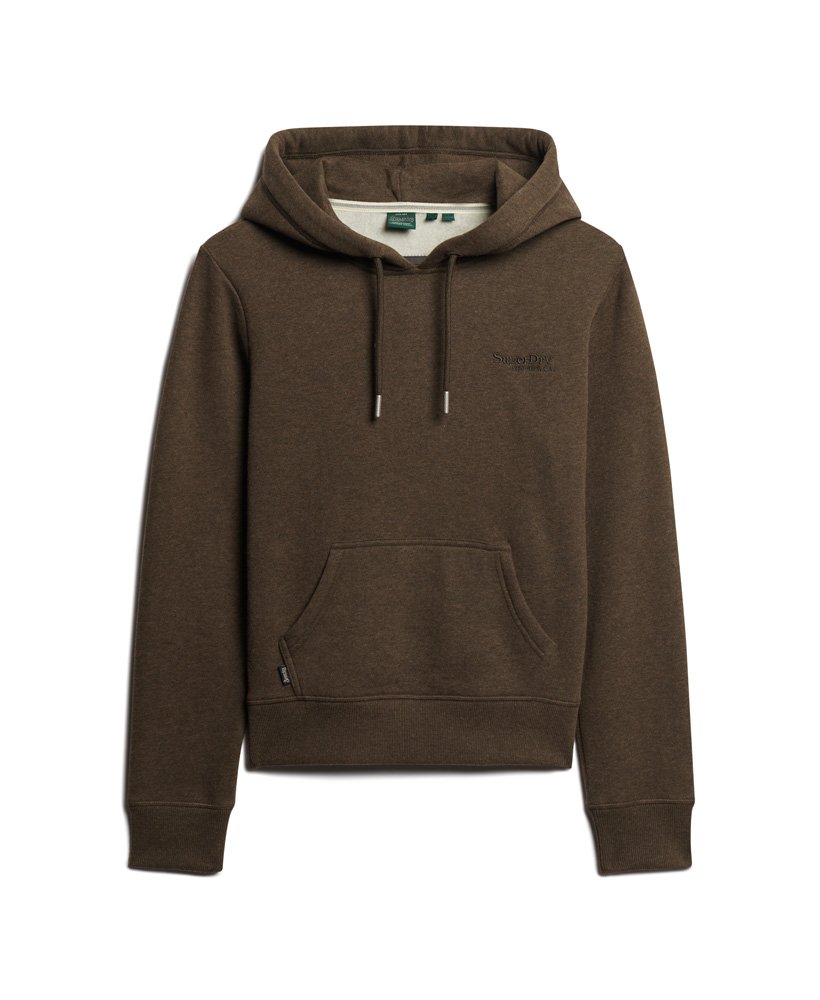 essential logo hoodie in donkerbruin gemêleerd