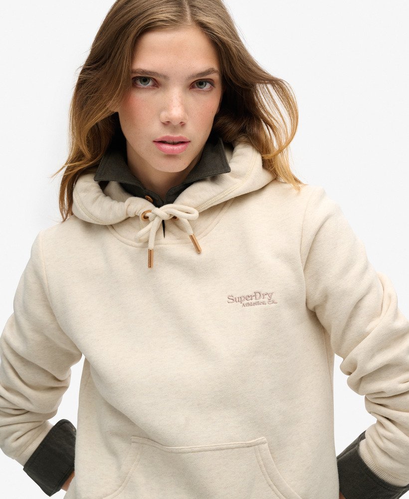 essential logo hoodie in light oat marl