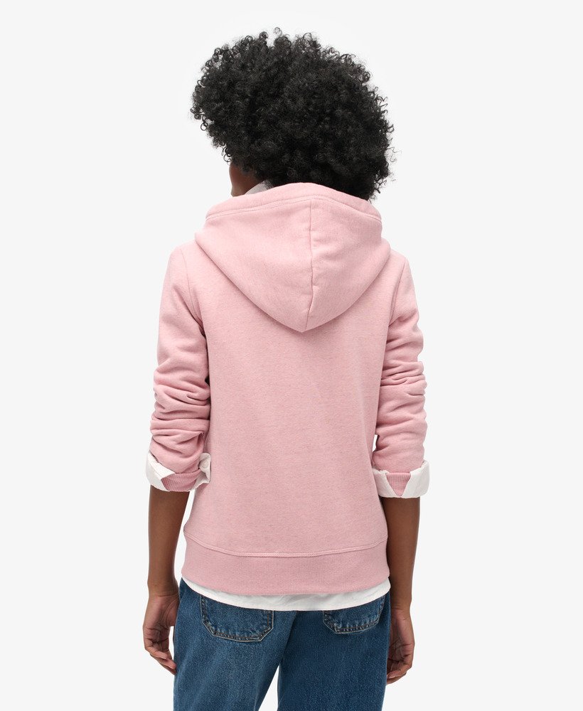 essential logo zip hoodie in la soft pink marl
