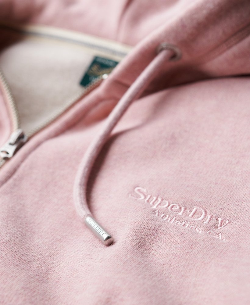 essential logo zip hoodie in la soft pink marl
