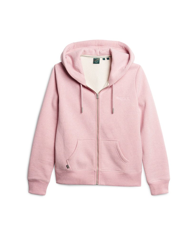 essential logo zip hoodie in la soft pink marl