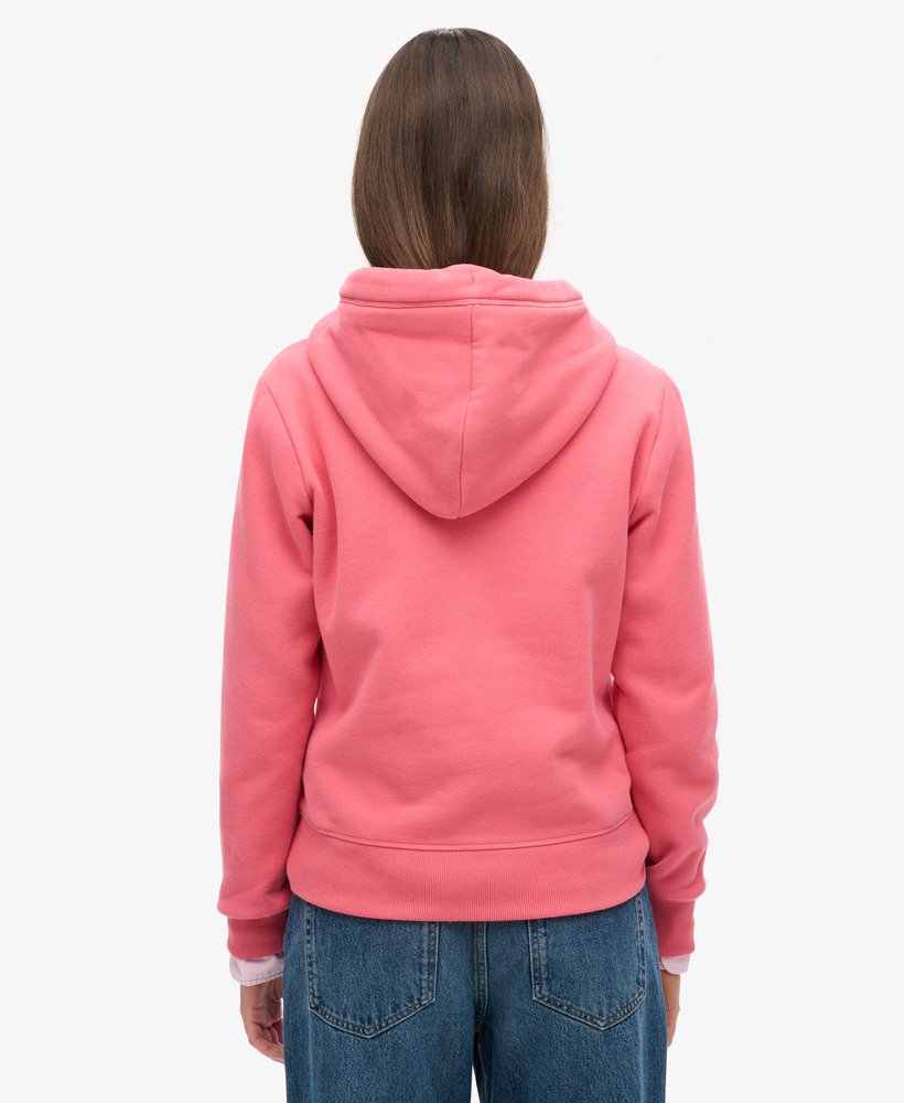 essential logo zip hoodie in camping pink