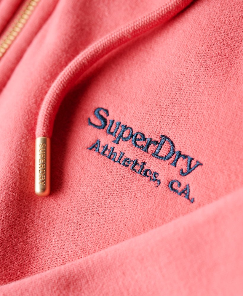 essential logo zip hoodie in camping pink