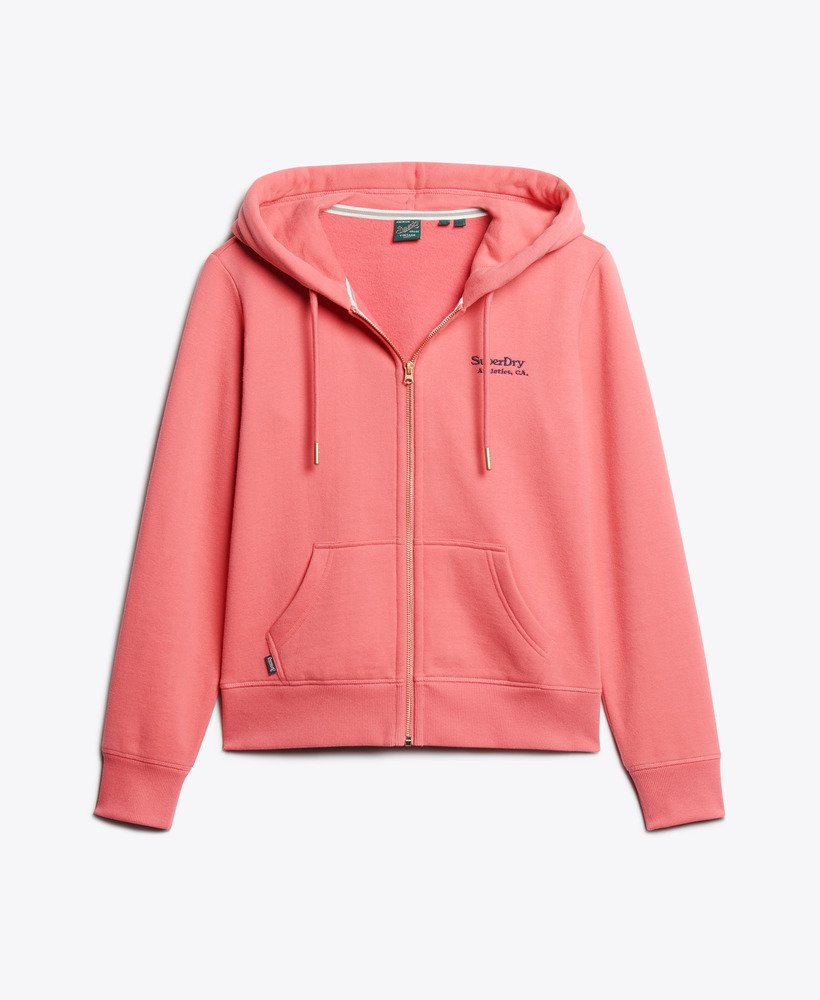 essential logo zip hoodie in camping pink