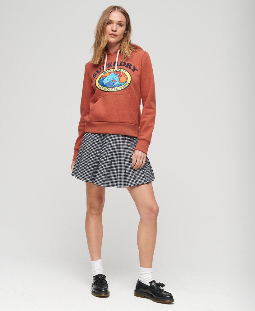 hoodie met reisansichtkaartprint in gemêleerd oranje.