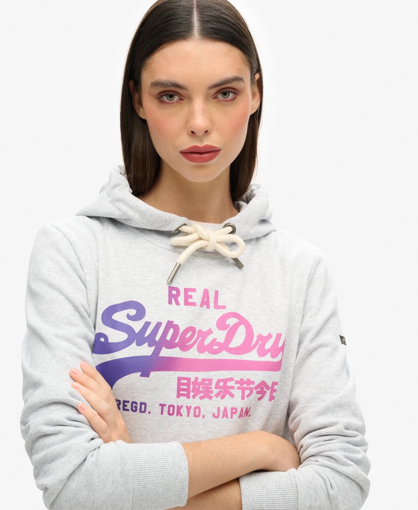 hoodie met vintage logo in gemêleerd grijs.
