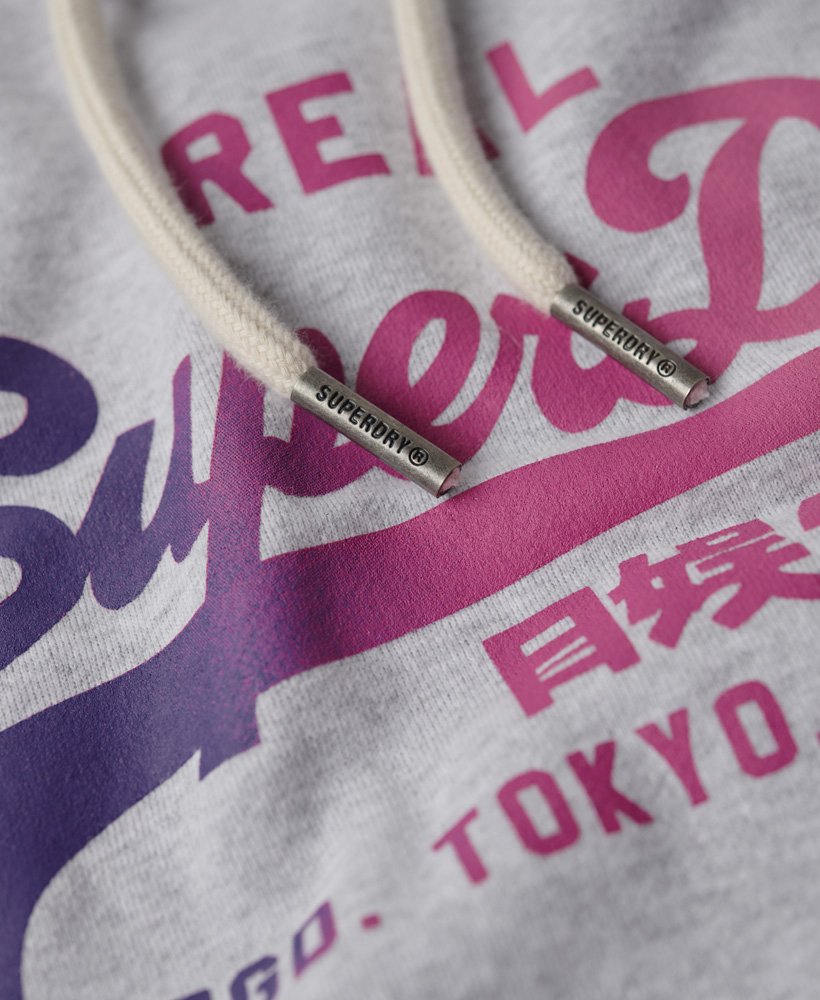hoodie met vintage logo in gemêleerd grijs.