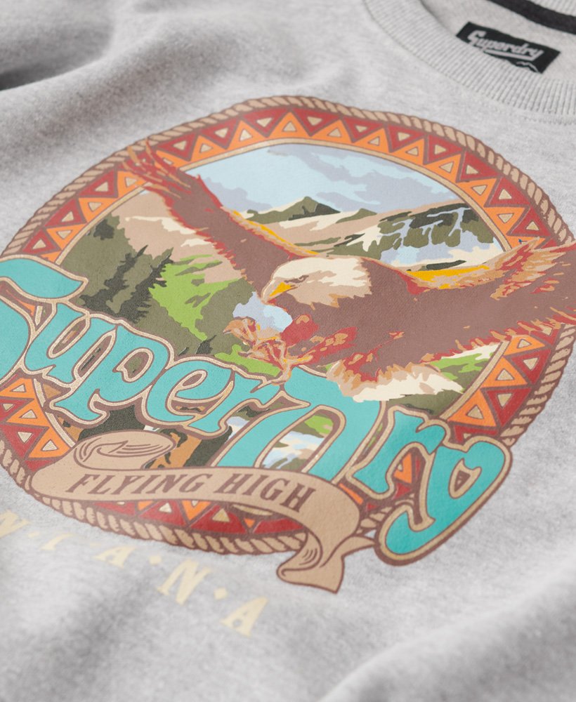 reissouvenir-sweatshirt met grafische print en ronde hals in gemêleerd grijs.