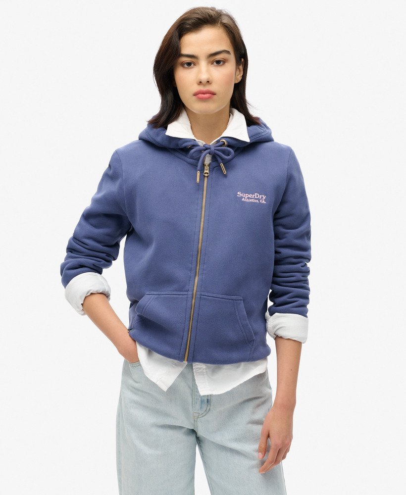 essential logo zip hoodie in mariner navy