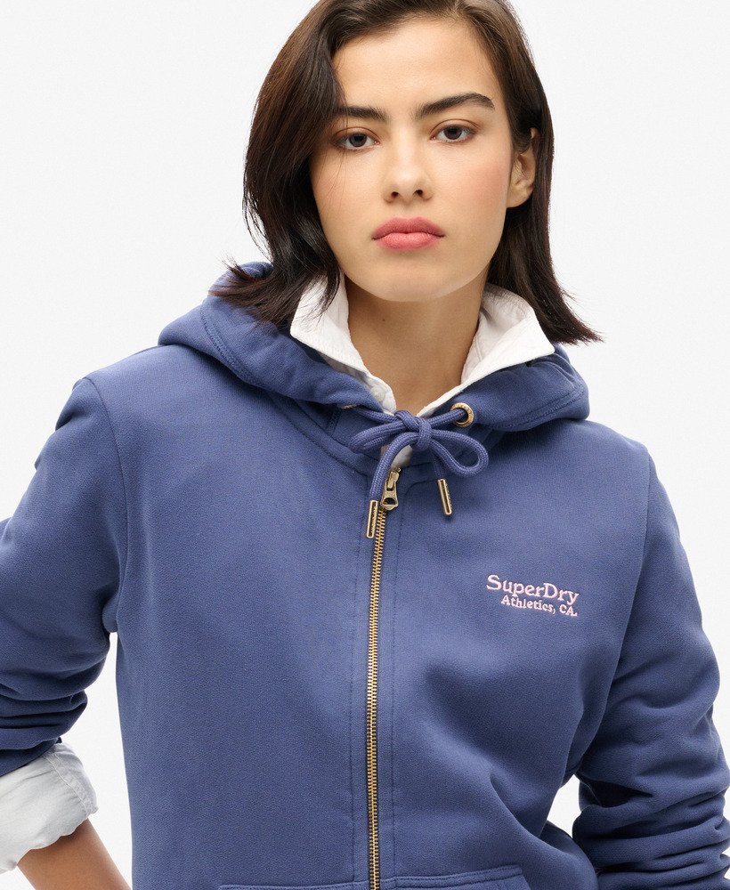 essential logo zip hoodie in mariner navy