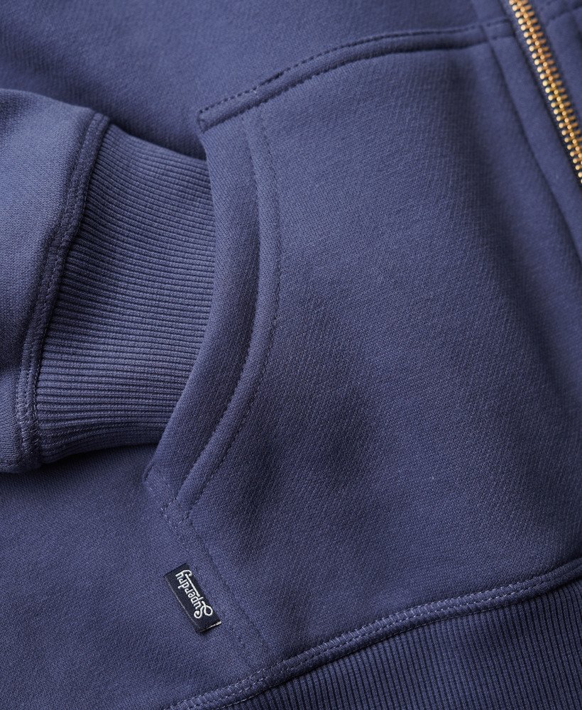 essential logo zip hoodie in mariner navy