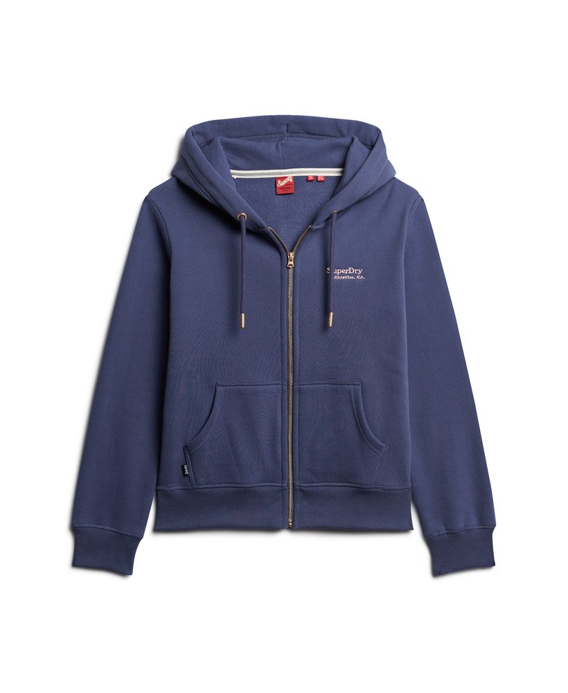 essential logo zip hoodie in mariner navy