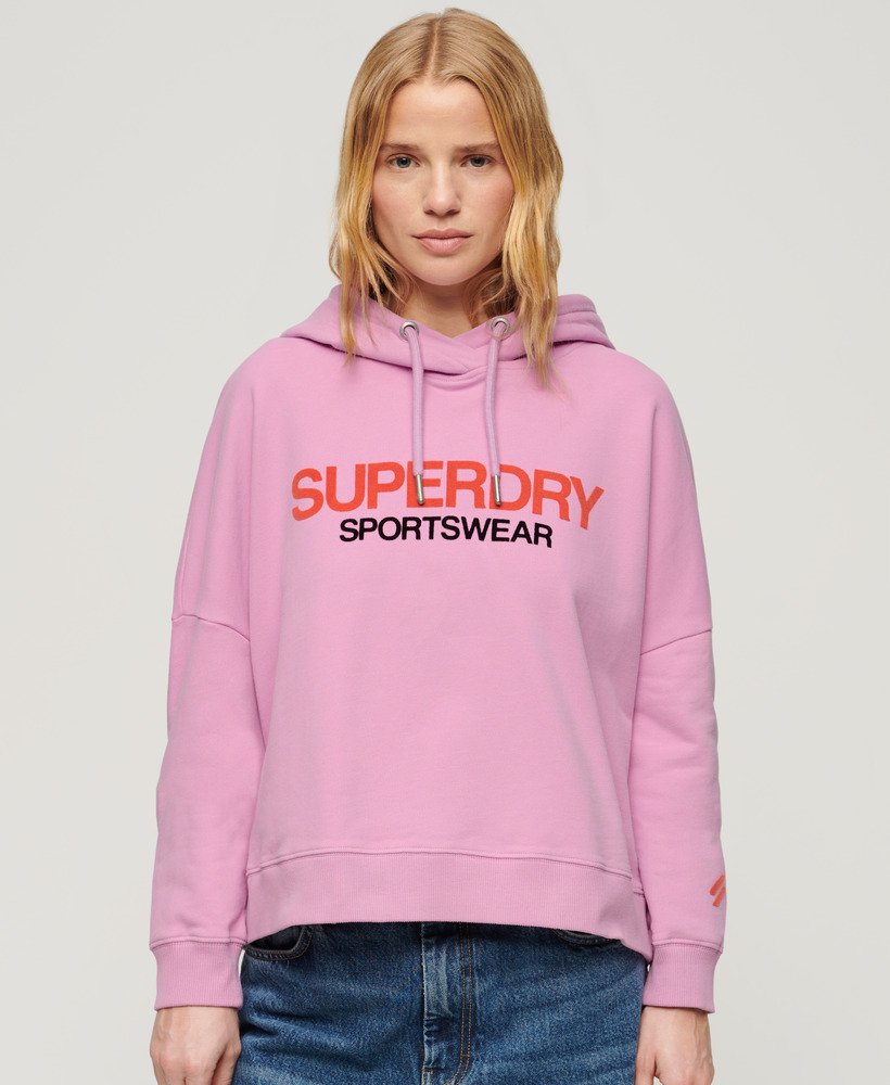 sportswear logo boxy hoodie in hyper lavender