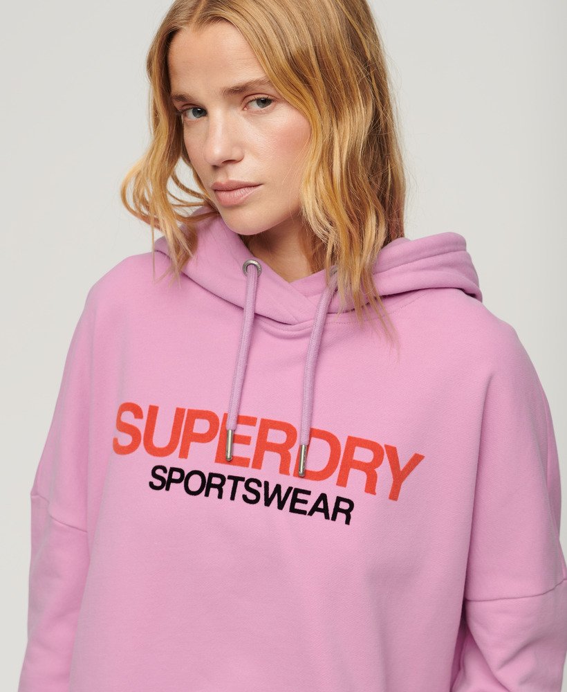 sportswear logo boxy hoodie in hyper lavender