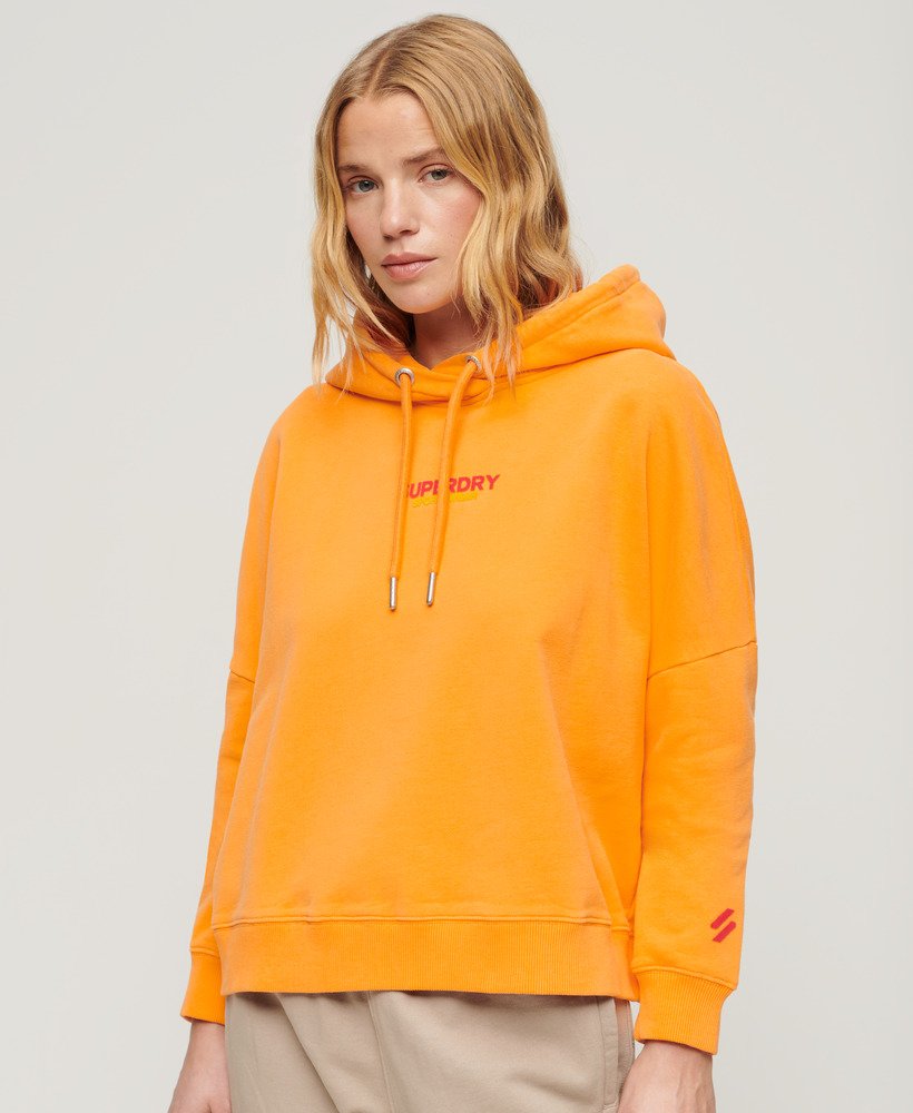 sportswear logo boxy hoodie in pop orange
