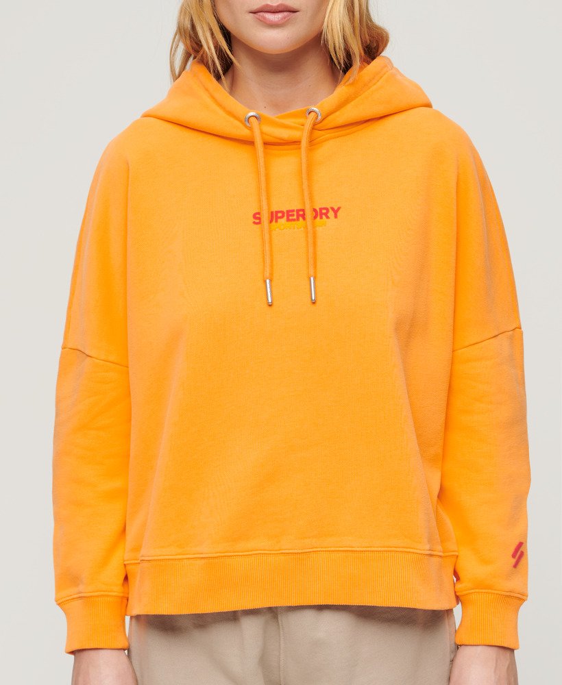sportswear logo boxy hoodie in pop orange