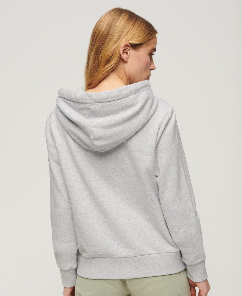 hoodie met vintage logo in gemêleerd grijs.