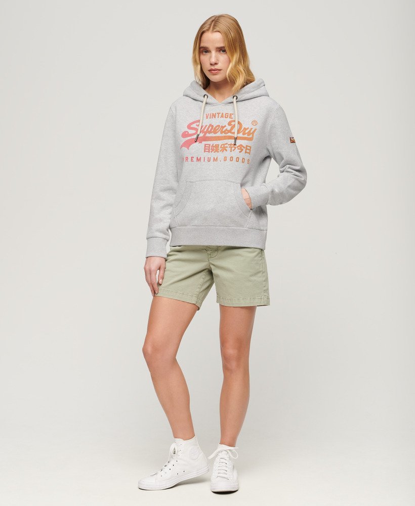 hoodie met vintage logo in gemêleerd grijs.