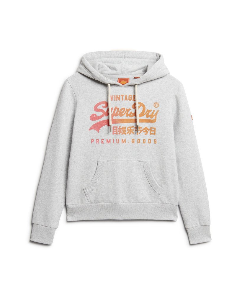 hoodie met vintage logo in gemêleerd grijs.