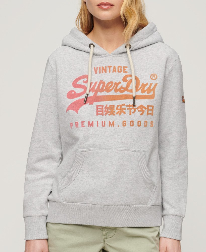 hoodie met vintage logo in gemêleerd grijs.