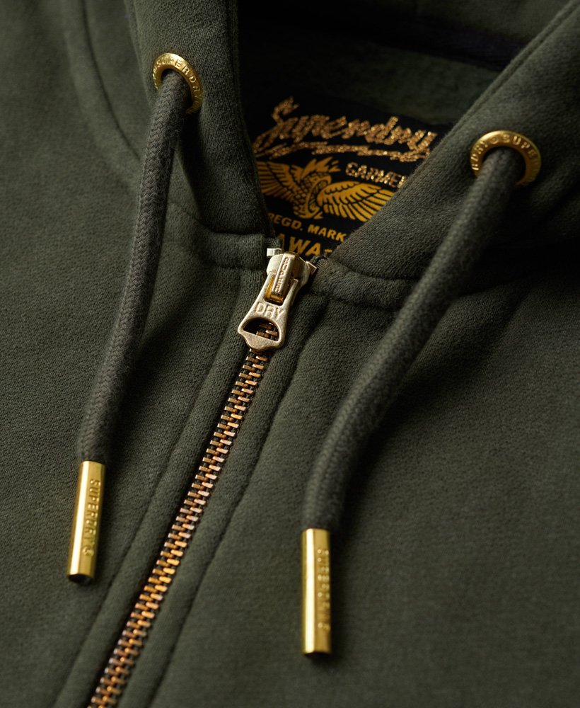 tattoo-hoodie met strasssteentjes en rits in legergroen kaki
